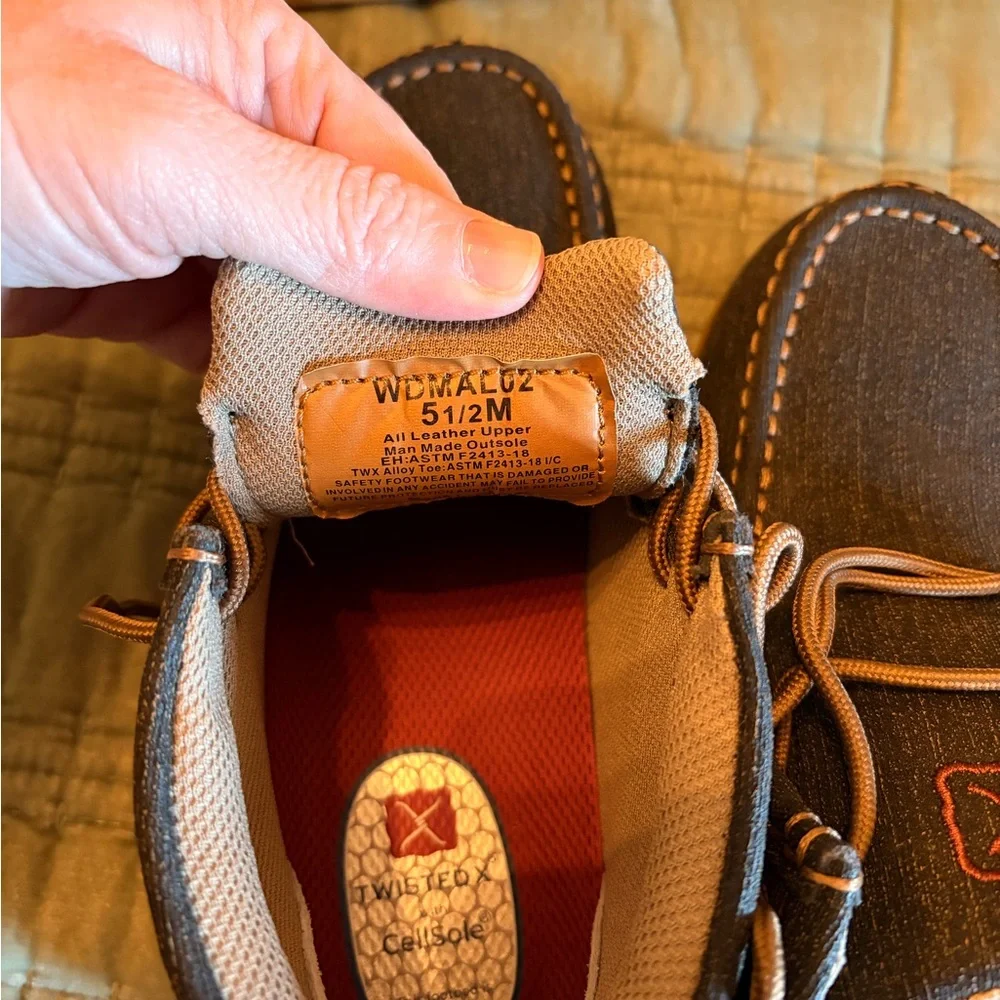 Womens 5.5 Twisted X Work driving Mocs (rubberized brown) ALLOY TOE - Picture 4 of 4